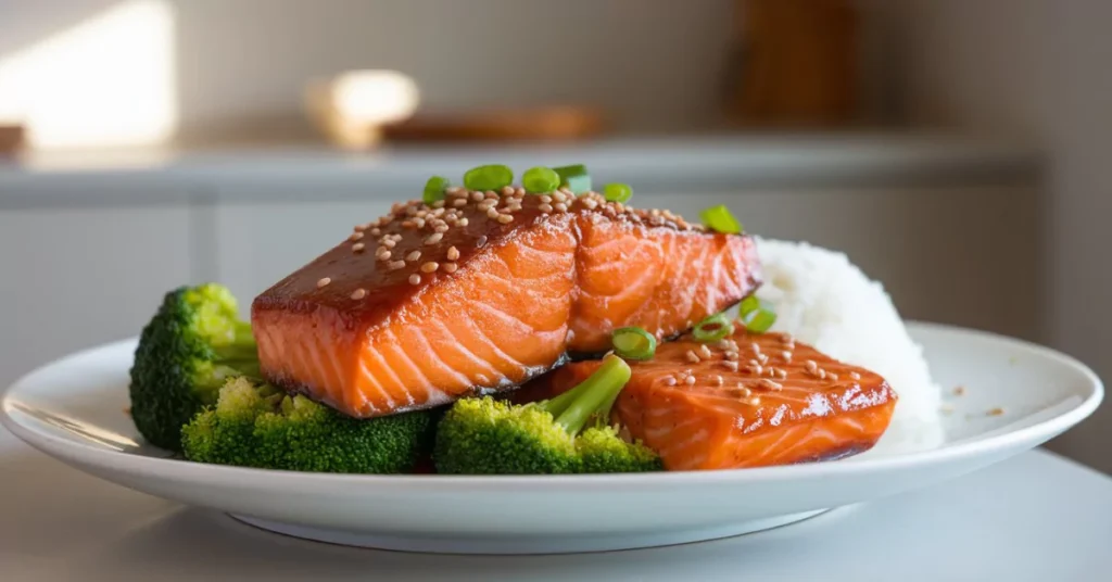 Salmon with rice and brocoli