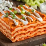 Cheesy Buffalo Chicken Lasagna with Ranch Drizzle