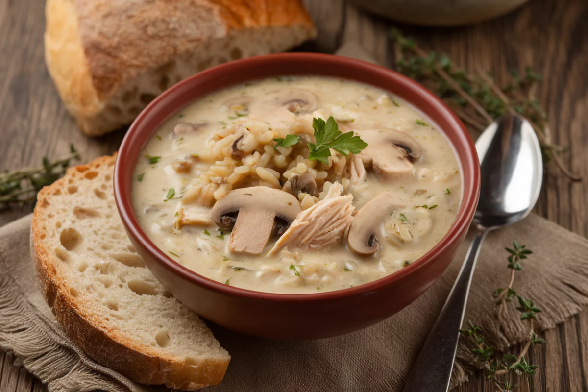 Creamy Mushroom Chicken and Wild Rice Soup