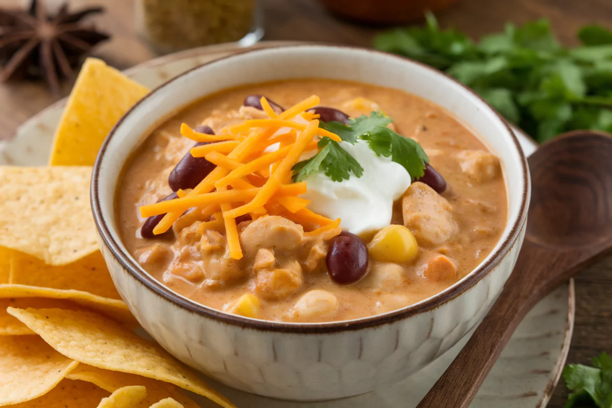 Crockpot Cream Cheese Chicken Chili