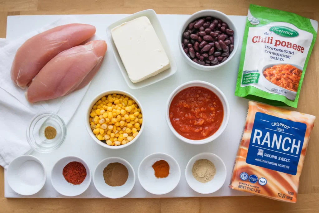 Main Ingredients For Crockpot Cream Cheese Chicken Chili